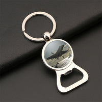 Thumbnail for Deparing Jet from Sea Base Bottle Opener aviation design on bottle-opener key chain, durable metal alloy with built-in opener.