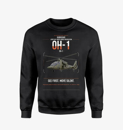 Kawasaki OH-1 design on black sweatshirt