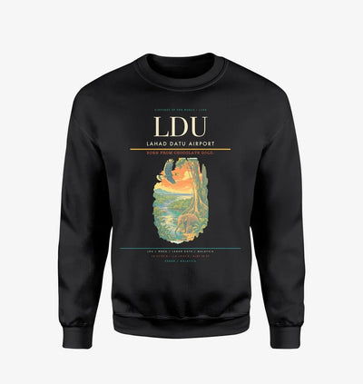 Lahad Datu Airport (LDU) design on black sweatshirt