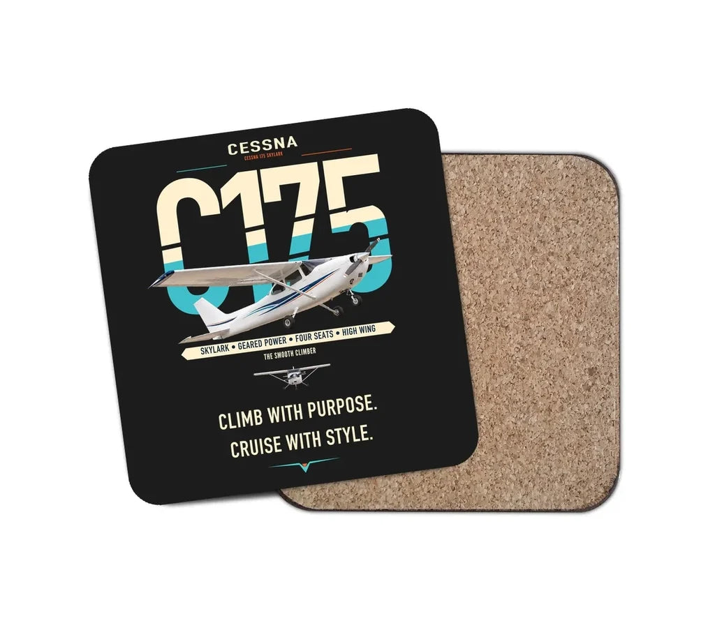 Cessna 175 Skylark design on black 1 piece coaster
