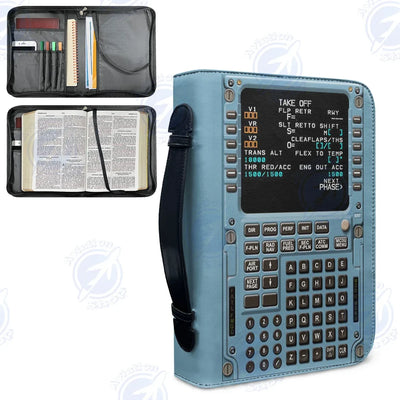 Flight Management aviation print PU accessories bag, PU faux leather.