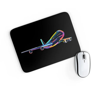 Multicolor aviation design on neoprene with anti-slip base mouse pad.