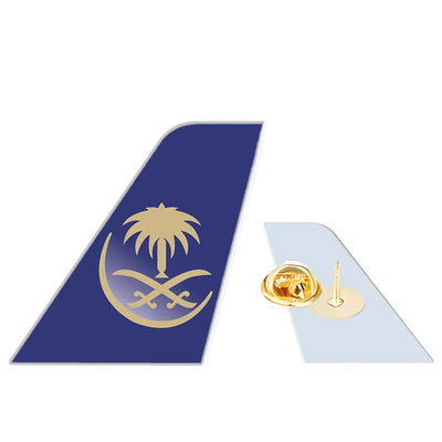 Saudi Arabian Airlines aviation design tail-shape badge pin in polished alloy.