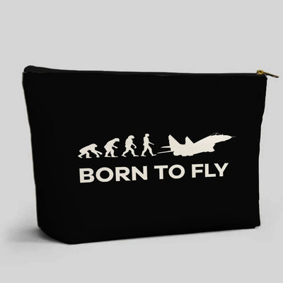 Born To Fly Military aviation print zipper pouch, durable polyester.