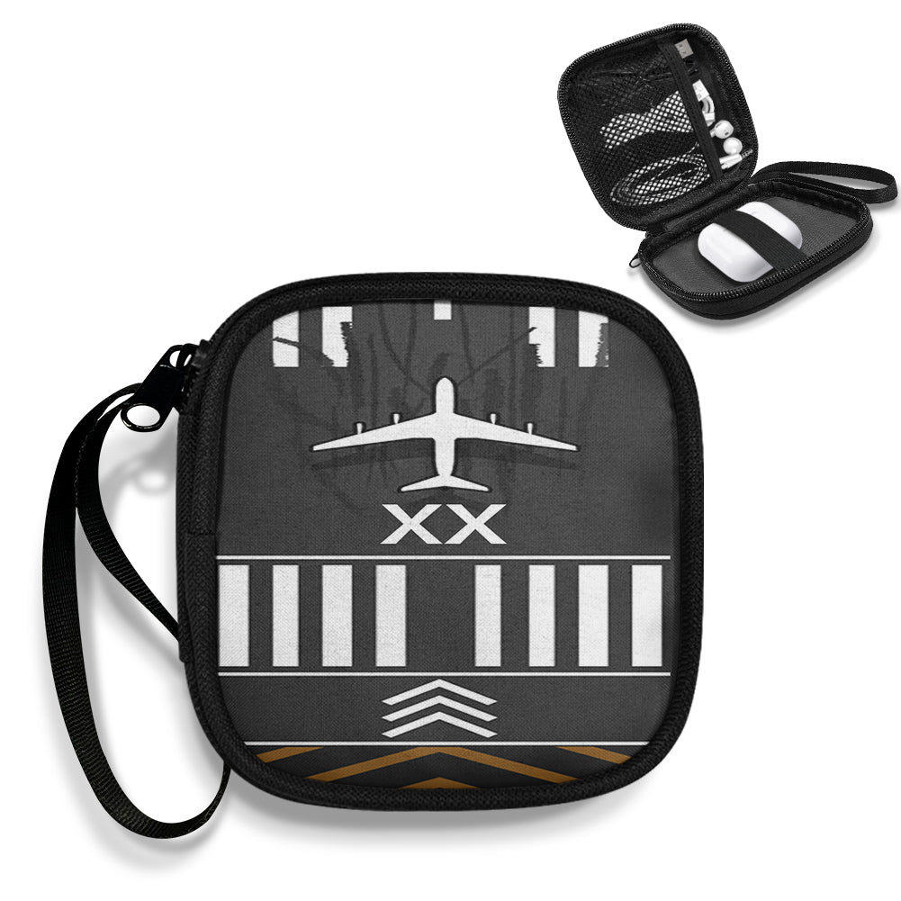 Products Runway (Customizable)Designed Portable aviation print portable headphone bag, padded polyester.