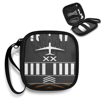 Products Runway (Customizable)Designed Portable aviation print portable headphone bag, padded polyester.