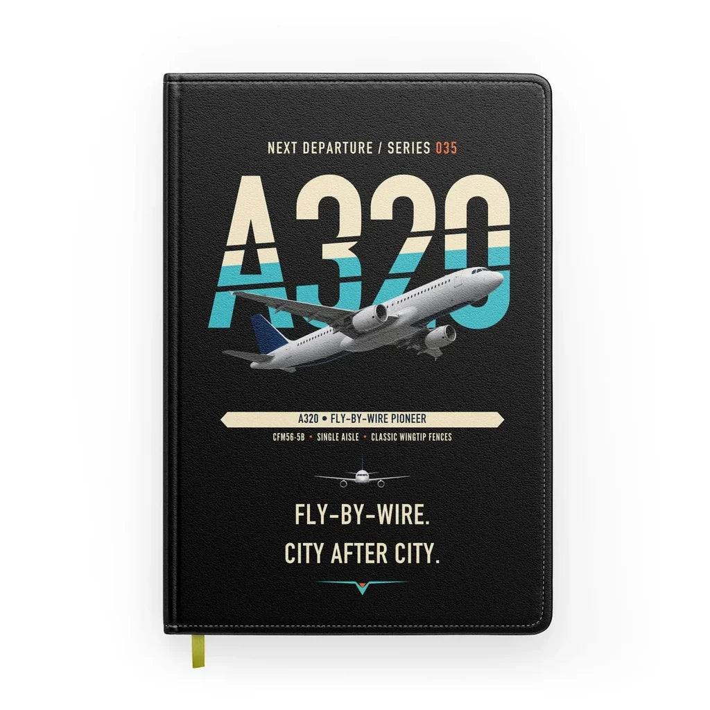 Airbus A320 design on black notebook