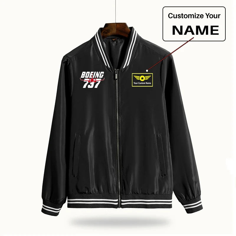 Amazing Boeing 737 aviation design printed on lightweight shell with windproof finish thin spring jacket.