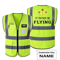 Thumbnail for I'D Rather Be Flying aviation design printed on high-visibility reflective fabric reflective vest.