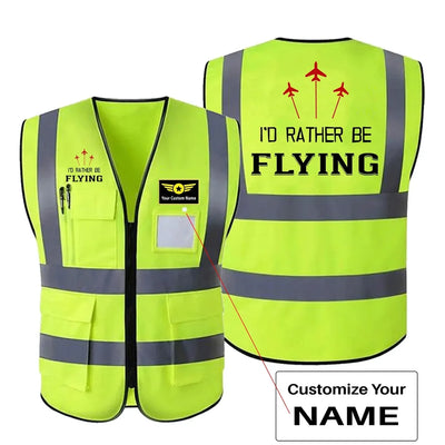 I'D Rather Be Flying aviation design printed on high-visibility reflective fabric reflective vest.