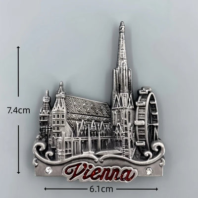 St. Stephen's Church Austria 3D Metal Fridge aviation design 3D metal magnet sticker in 3D metal with magnetic back.