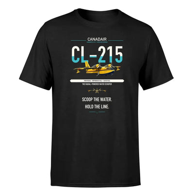 Canadair CL-215 design on black t-shirt, single-side print