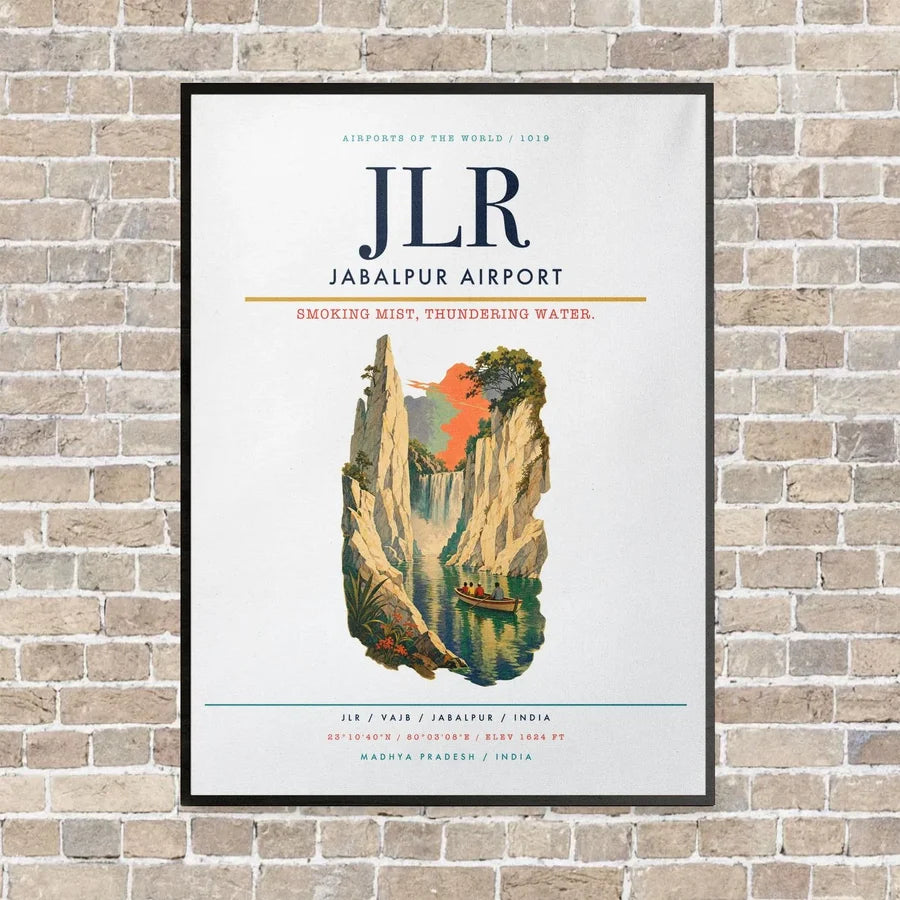 Jabalpur Airport JLR vertical canvas print - framed - white background