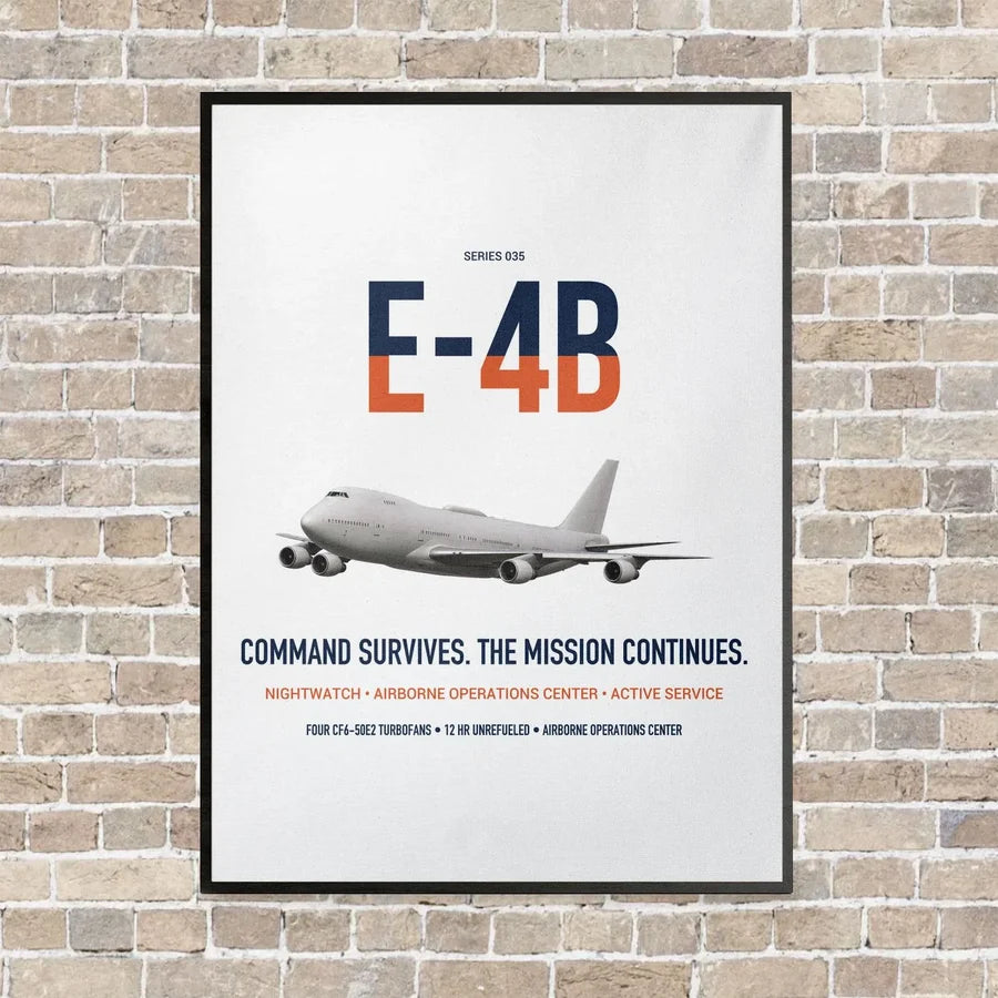 E-4B Nightwatch vertical canvas print - framed - white background
