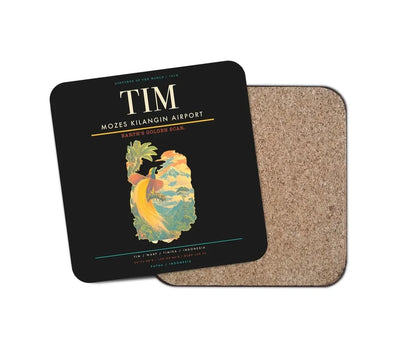 Mozes Kilangin Airport (TIM) design on black 1 piece coaster