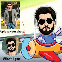 Thumbnail for Driving Airplane Cartoon Custom Automatic Shaking Head Decorations Personalized Acrylic aviation design on durable build car.