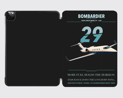 Bombardier Learjet 29 design on black ipad tablet case