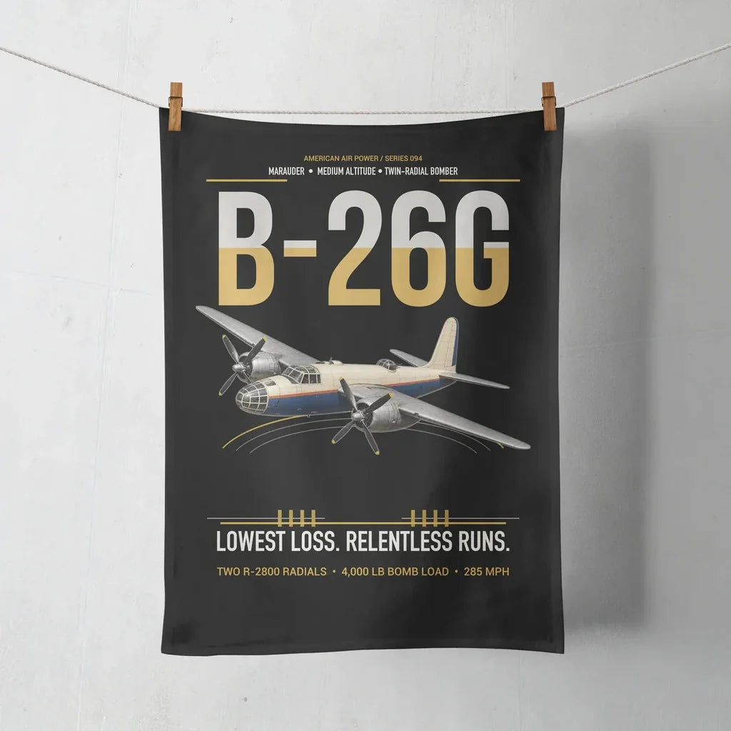 B-26G Marauder design on black towel