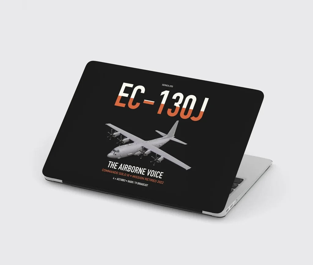 EC-130J Commando Solo III design on black MacBook case