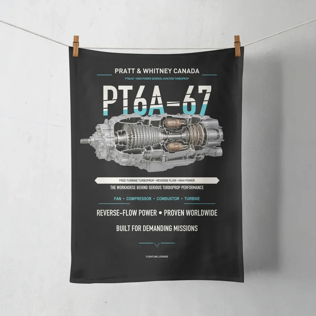 PT6A-67 design on black towel