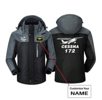Thumbnail for The Cessna 172 aviation design printed on heavyweight insulated shell thick winter jacket.