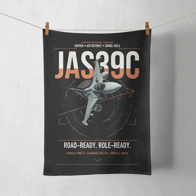 Saab JAS 39C Gripen design on black towel
