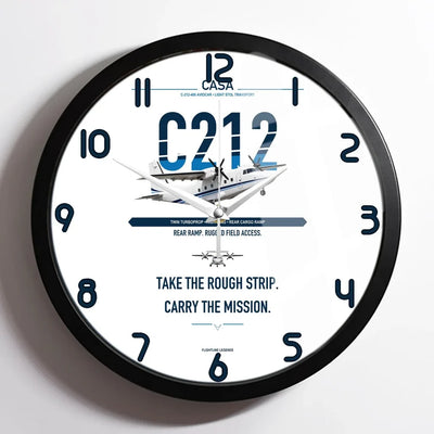 CASA C-212-400 Aviocar design on white framed wall clock
