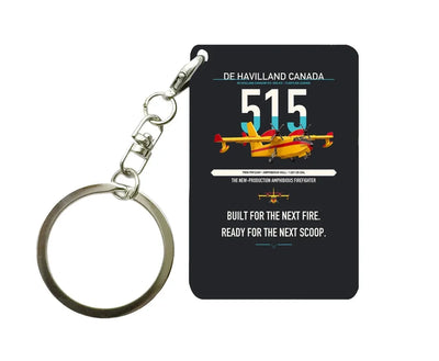 De Havilland Canadair 515 design on black designed key chain, double-side print