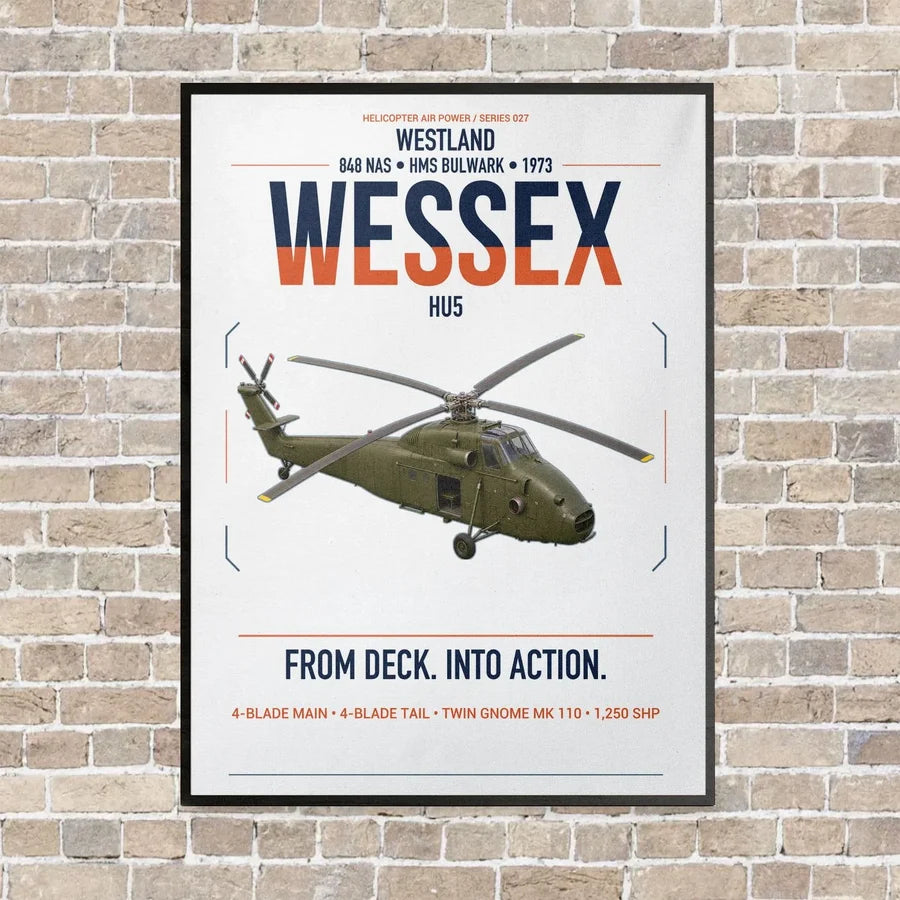 Westland Wessex HU5 vertical canvas print - framed - white background