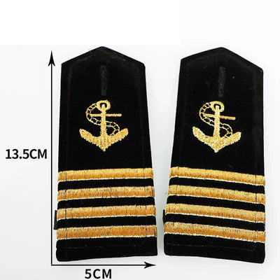 Super Quality Navy Yacht Captain Epaulettes (1,2,3,4 - Gold Stripes) aviation design on crisp poplin cotton with epaulettes p.