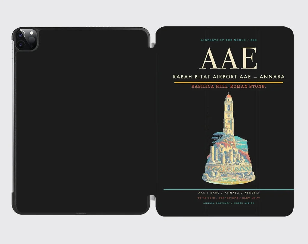 Rabah Bitat Airport (AAE) design on black ipad tablet case