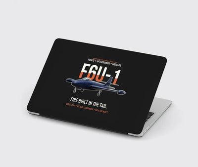 F6U-1 Pirate Fire Built in the Tail design on black MacBook case