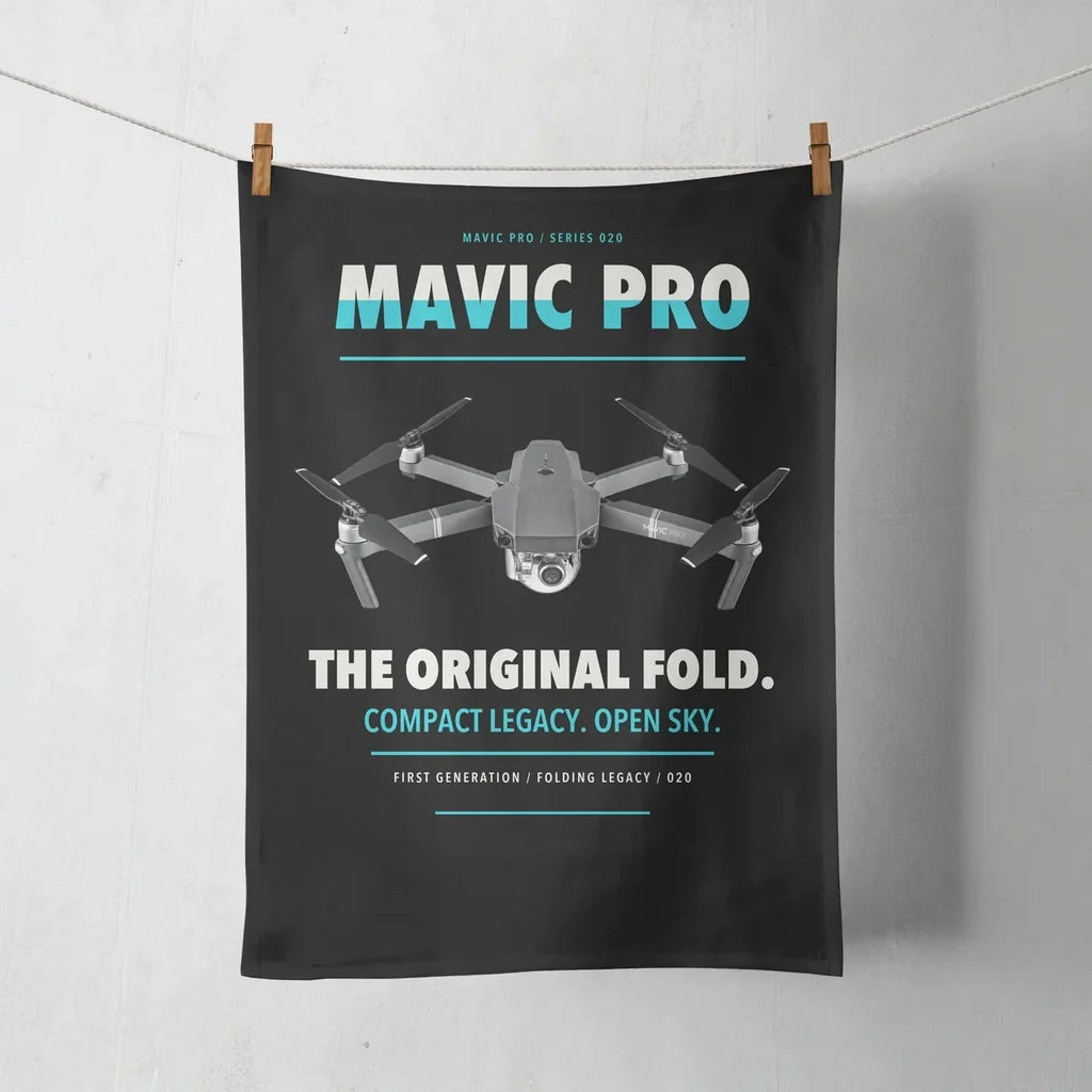 DJI Mavic Pro design on black towel