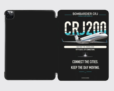 Bombardier CRJ200 design on black ipad tablet case