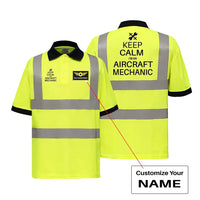 Thumbnail for Aircraft Mechanic aviation design printed on soft cotton reflective polo shirt.