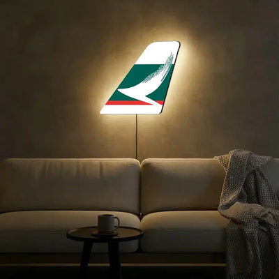 Cathay Pacific Airways aviation design on durable metal with LED aircraft tail wall art.