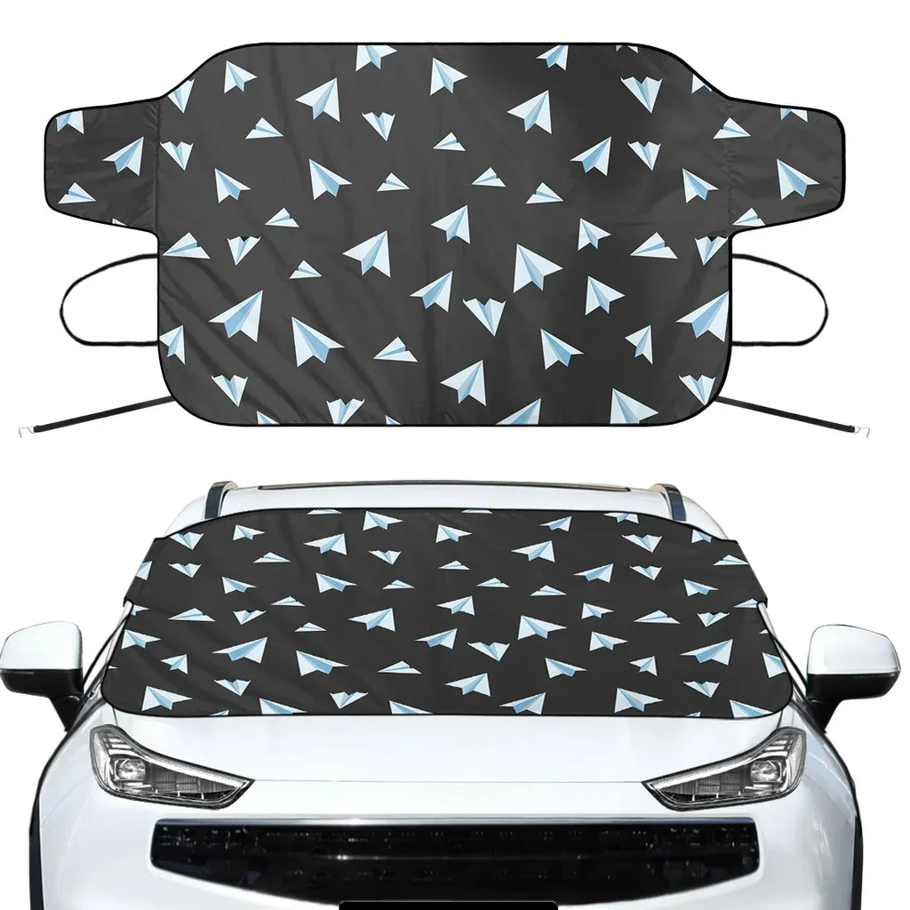 Paper Airplanes (Gray) Car aviation design on car windshield cover.