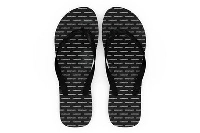 Embraer & Text Slippers (Flip Flops) aviation design on durable rubber sole slippers and flip-flops.