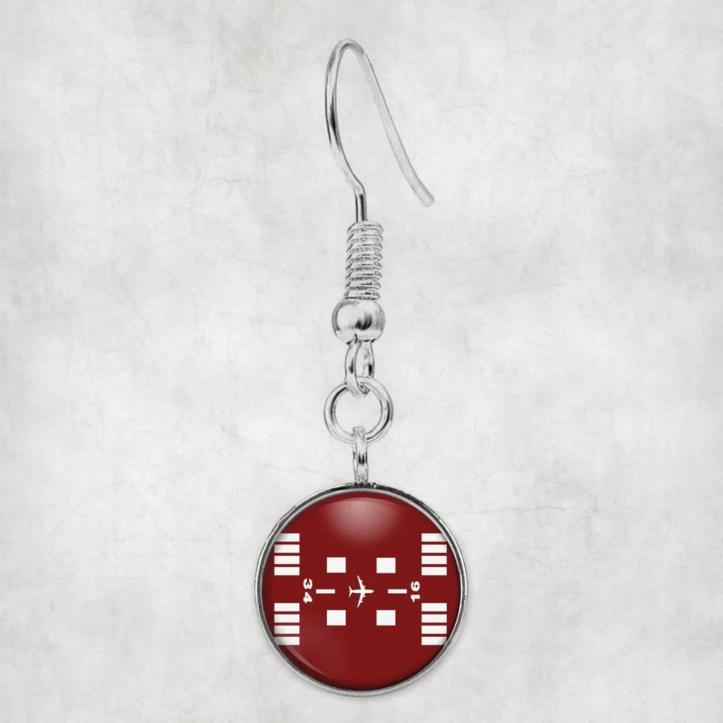Special Runway-Red aviation earrings, hypoallergenic alloy body with engraved detail.