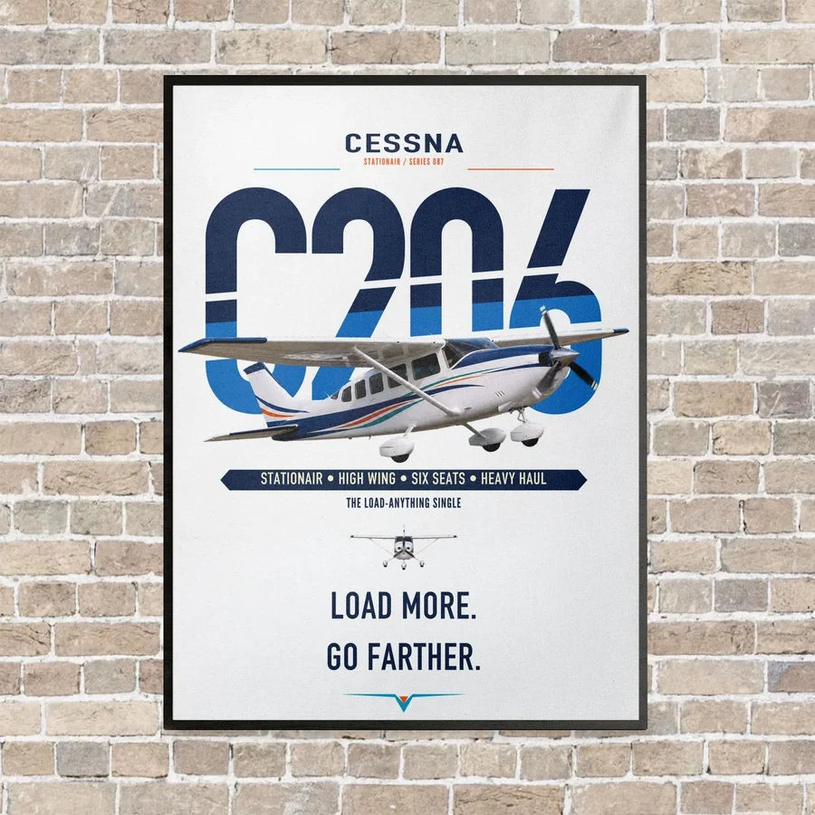 Cessna 206 Stationair vertical canvas print - framed - white background