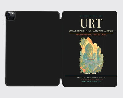 Surat Thani International Airport (URT) design on black ipad tablet case