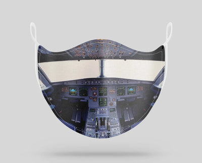Airbus A320 Cockpit Wide aviation face mask in breathable cotton blend.