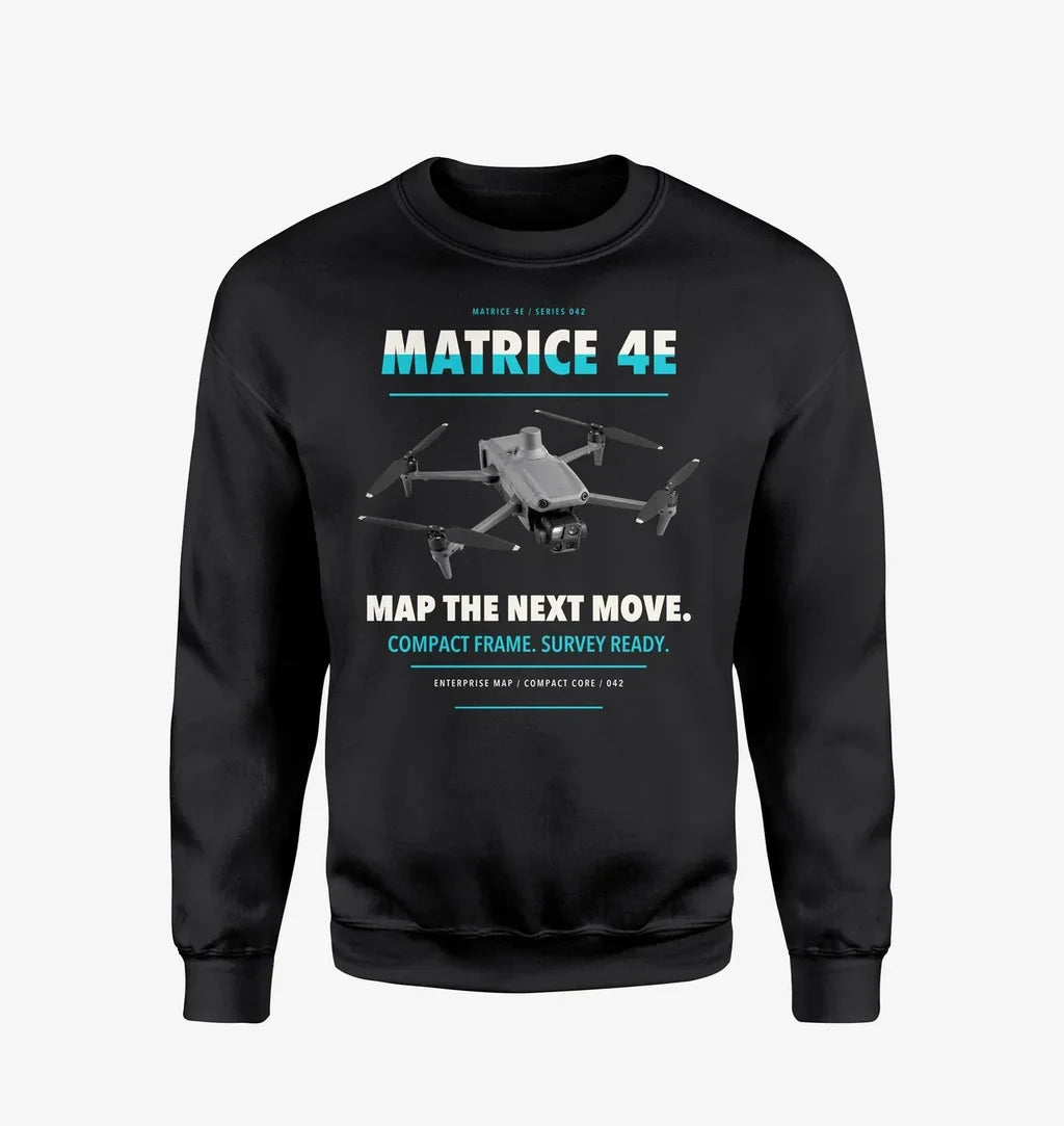 DJI Matrice 4E design on black sweatshirt
