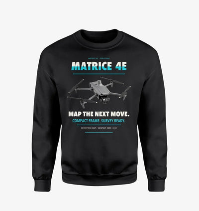 DJI Matrice 4E design on black sweatshirt