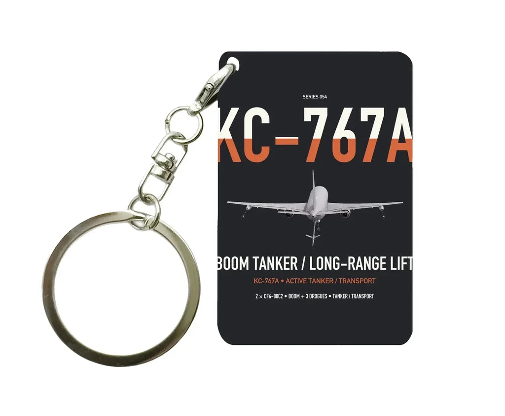 Boeing KC-767A design on black designed key chain, double-side print