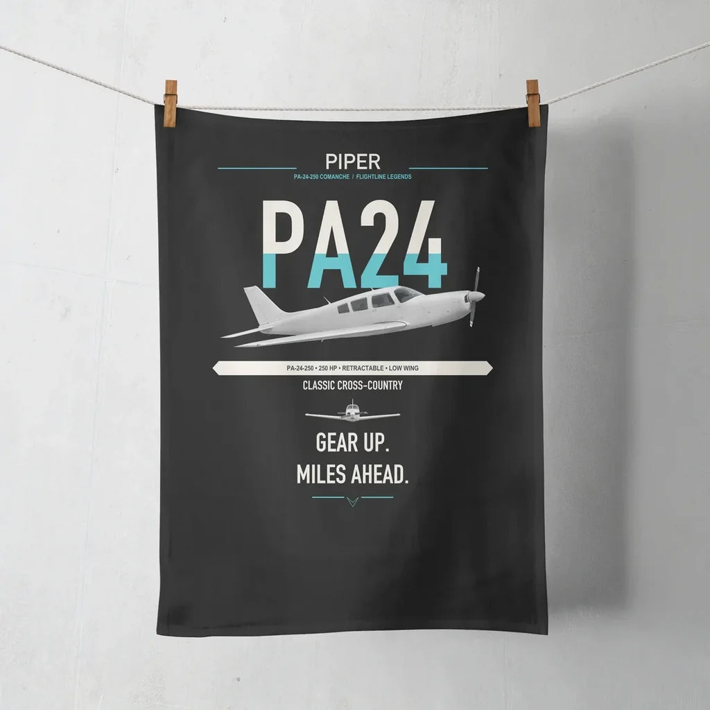 Piper PA-24-250 Comanche 250 design on black towel