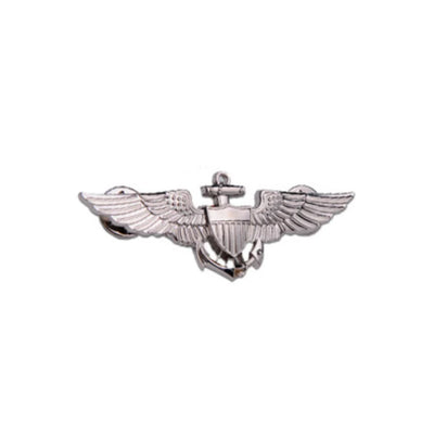 Special Edition Navy Pilot (Silver) aviation print badge, polished metal.