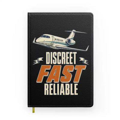 Discreet Fast Reliable design on black notebook