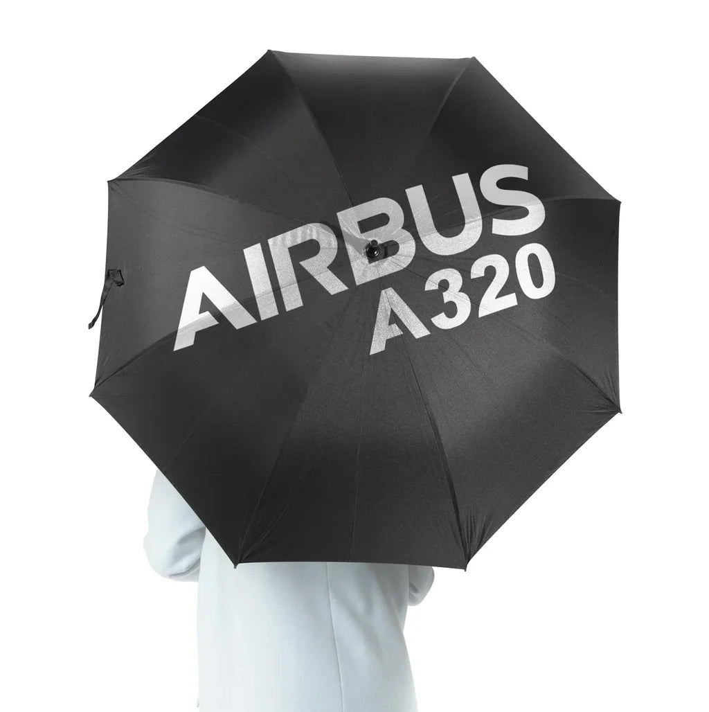 Airbus A320 & Text aviation design on windproof polyester umbrella.