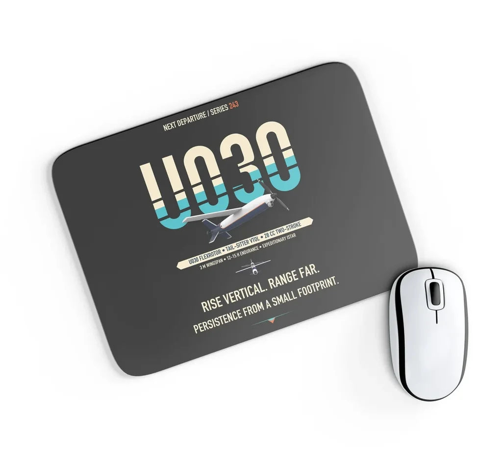 Airbus U030 Flexrotor design on black rectangle mouse pad